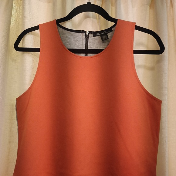 Kenneth Cole New York Orange/Black/Gray Color Block Zip Dress‎ Size L - Picture 2 of 6